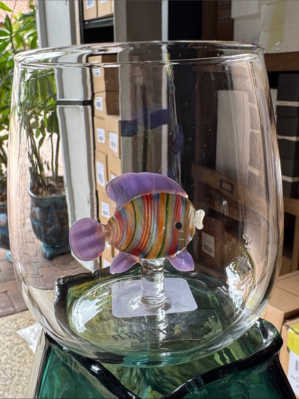 Anthropologie Clown Fish Wine Glass